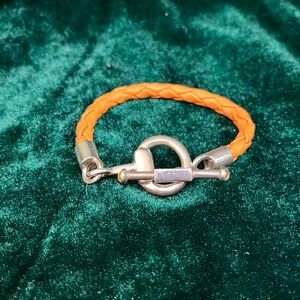 Sterling silver and leather bracelet